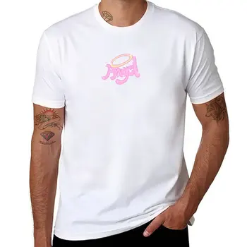 Новая футболка с розовым ангелом, футболка с аниме, мужская футболка, корейская мода, белые футболки для мальчиков, мужские футболки с чемпионами
