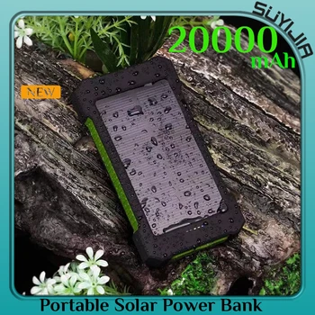 для Xiaomi Портативный Солнечный Power Bank 20000 мАч Внешний Аккумулятор Быстрая Зарядка Водонепроницаемый Powerbank с SOS Фонариком Poverbank