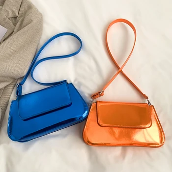 Модные женские сумки через плечо, сумка для покупок, сумка через плечо с лазерным блеском, однотонная высококачественная дизайнерская сумка синего и черного цветов.