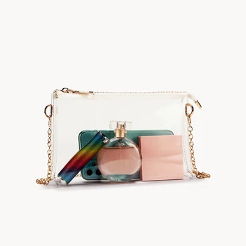 Модный маленький прозрачный кошелек для женщин, прозрачная цепочка, сумка для мобильного телефона, Желеобразные прозрачные сумки на одно плечо