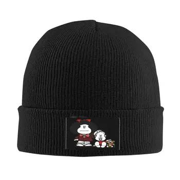 Аксессуары Kawaii Hermanos Mafalda Теплая Шапочка-бини для вязаных шапочек унисекс, Милые шапочки-капоты с комиксами