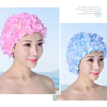 3D цветок шапочка для плавания дышащие Водные виды спорта шлем мягкий длинные волосы плавательный бассейн крышка защиты уха удобный бассейн аксессуары