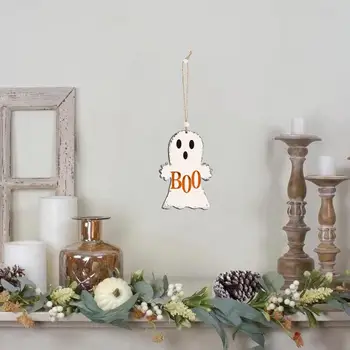 Украшения для Хэллоуина, праздничный декор для Хэллоуина, Праздничные украшения с черепом-призраком на Хэллоуин, Жуткий реквизит для вечеринки из раскрашенного дерева для