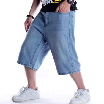 Новые мужские свободные джинсовые шорты в стиле хип-хоп, короткие джинсы для скейтборда, мужские модные брюки