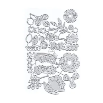 Цветы и листья DzIxY Штампы для резки металла для изготовления открыток Набор бумаги для тиснения Трафареты для вырезок Карманы для хранения расходных материалов