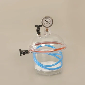 Вакуумная сушилка из поликарбонатного пластика 150 мм, Лабораторная сушилка, Прозрачный Вакуумный сушильный чайник, Двойной клапан С манометром.
