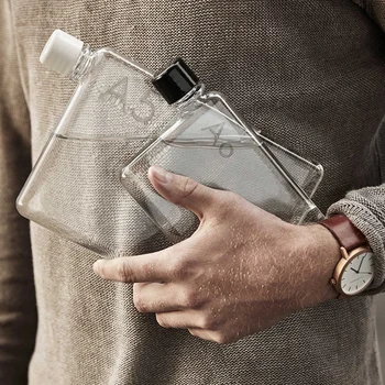 Бумажный стаканчик A6, плоская бутылка для воды, прозрачная книга, не содержащая Bpa, портативный бумажный блокнот, бутылка для воды, плоский чайник для напитков, бутылка для ноутбука
