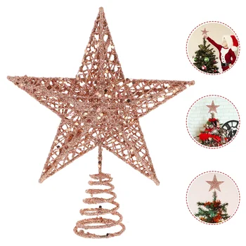 Верхушка рождественской елки, 3D Полая блестящая звезда, украшение на верхушке дерева для рождественской елки, украшение для вечеринки в помещении, домашний декор (роза)