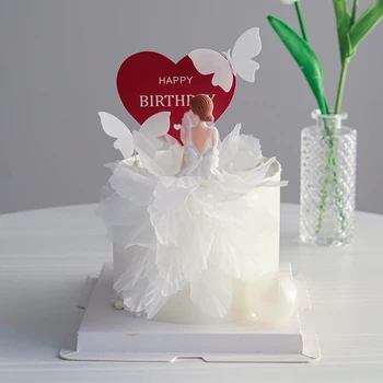 Украшения для торта, 3D Двухсторонняя полая бабочка, топпер для торта с Днем рождения, десерт для детского душа, бабочки