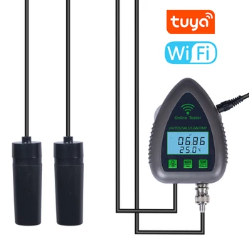 Tuya WiFi 5в1 Онлайн-Монитор Качества воды PH Общее Количество Растворенных твердых веществ S.G Соленость Измеритель Температуры Тестер Марикультуры