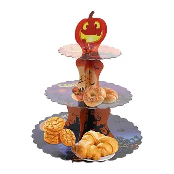 Подставка для кексов на Хэллоуин, 3-ярусная подставка для десертов, Картонная подставка для десертов, Сервировочный поднос для кексов на Хэллоуин