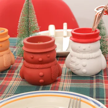 Рождественский снеговик, банка для свечей, силиконовая форма для бетона, коробка для хранения цемента, Джесмонит, форма, Глиняные инструменты, принадлежности для домашнего декора