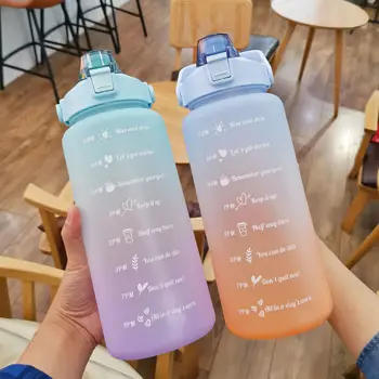 Бутылка для воды объемом 2 л с соломинкой Botella De Agua 2 литра Garrafa Sport Gym с отметкой времени Портативная Большая Шалейра с соломинкой