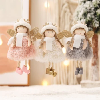Рождественские украшения для девочек-кукол с оленьими рогами, Рождественская елка, Подвесное украшение для дома 2024, Товары для декора вечеринок с Новым годом