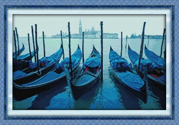 Набор для Вышивания Крестиком Joy Sunday С Предварительной печатью Easy Pattern Aida Из Тисненой Ткани- Venice Boats