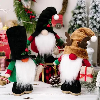 Рождественское украшение в виде гнома, Стоящие Безликие куклы Санта-Клауса, Новогодние плюшевые украшения в виде гномов, снеговика, украшения в виде куклы-гнома