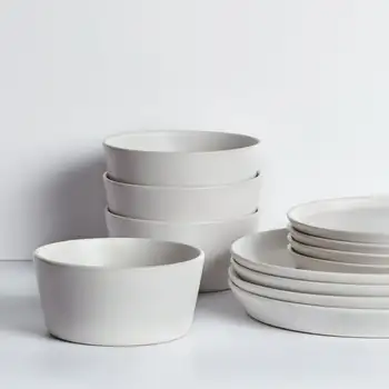 Набор круглой посуды Lain Ally Stoneware из 12 предметов, белый