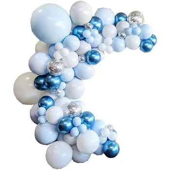 Синие воздушные шары гирлянда арочный комплект для душа ребенка 107 шт шары арка с голубой белый серебряный латексный шар украшения