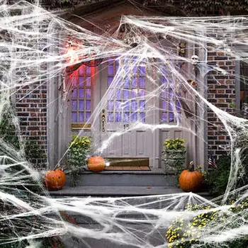 1 комплект Паутины на Хэллоуин с искусственными пауками, очень большие реалистичные паутины с супер растяжением, украшения на Хэллоуин, принадлежности для вечеринки