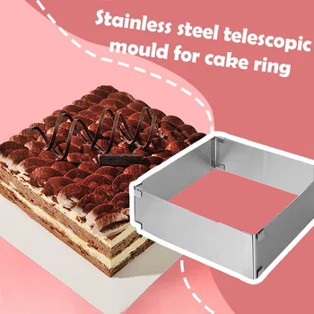 Кольцо-кольцо из нержавеющей стали для выпечки торта с длинным рукавом, Большая стальная телескопическая Регулируемая форма для торта, формы для выпечки из нержавеющей стали 9 X 13