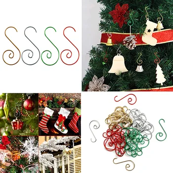 20шт Крючков для Рождественской елки, Металлические S-образные спиральные подвесные крючки для вешалок, Подарки на Рождественский бал, Подвесной держатель, украшение для Рождественской вечеринки