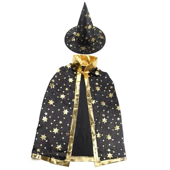 Детский маскарадный костюм на Хэллоуин, боевой маскарадный костюм Ведьмы, плащ с шестиконечной звездой, шляпа для выступлений