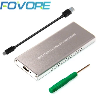 Серебристый Алюминиевый Корпус жесткого диска USB3.1 для PCIE NVME M2 SSD Корпус с кабелем Type C M.2 NGFF M Key С отверстием Для радиатора Жесткий Диск для M.2 SSD