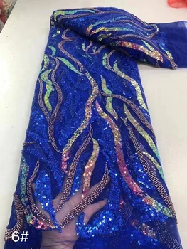 N2024 Африканская вышивка пайетками высокого качества С великолепным бисерным рисунком Сетчатая ткань Французский тюль Сетчатая ткань для шитья платья своими руками