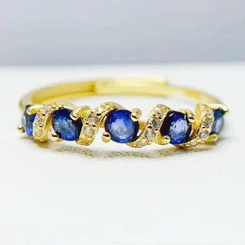 Натуральный синий сапфир тонкое кольцо Бесплатная доставка 3 *3 мм 0,15 карата * 5шт драгоценный камень стерлингового серебра 925 пробы Ювелирные украшения T236186