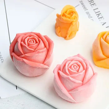 Силиконовая форма для цветка розы пищевого качества, Форма для ароматерапевтических свечей ручной работы, Форма для глины, смолы, гипса, Кубика льда, формы для шоколадного торта.