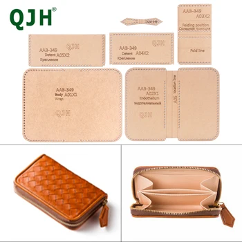 QJH Кожаные поделки ручной работы, мини-короткий трехслойный кошелек на молнии, сумка для карточек, шаблон из крафт-бумаги без вырезов, сделай сам, специальный подарок