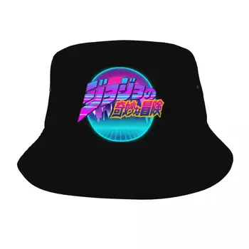 Jojo Bizarre Adventure Унисекс Шляпы-ведра на заказ Летние Пляжные Солнцезащитные Неоновые шляпы Аниме-Манги Retrowave