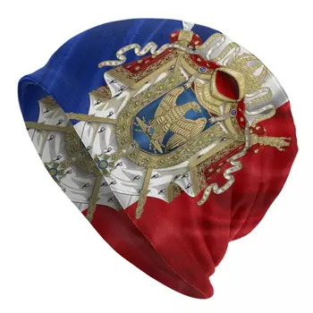 Большой герб Первой французской шапочки-бини Зимние вязаные шапки унисекс, Уличный лыжный флаг, Тюбетейки, Шапочки-ушанки