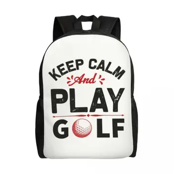 Сохраняйте спокойствие и играйте в гольф, рюкзак для мужчин и женщин, Водонепроницаемая спортивная сумка для гольфистов из колледжа, сумки для книг с принтом