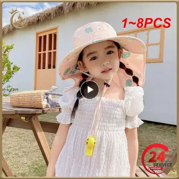 1 ~ 8ШТ Детская Солнцезащитная Шляпа, UPF 50 + Солнцезащитная Сетчатая Шляпа С Широкими Полями Для Мальчиков И Девочек, Пляжные Шляпы С Регулируемым Дизайном
