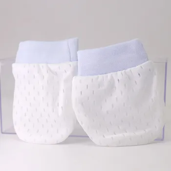 1 пара детских перчаток с дышащей сеткой, Хлопчатобумажные перчатки для защиты лица, Хлопчатобумажные перчатки для новорожденных, без варежек, для мальчиков и девочек 0-6 месяцев