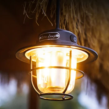Портативная походная лампа с плавным затемнением, USB-зарядка, Ретро светодиодная подвесная лампа, палатка для наружного освещения кемпинга