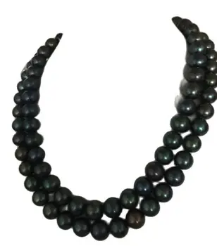 двойные нити 9-10 мм, таитянское круглое черное жемчужное ожерелье gree 17 