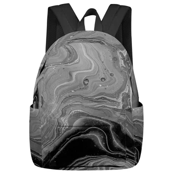 Fluid Art, черно-белый рюкзак, Мужской Женский модный рюкзак для путешествий, студенческие школьные сумки большой вместимости
