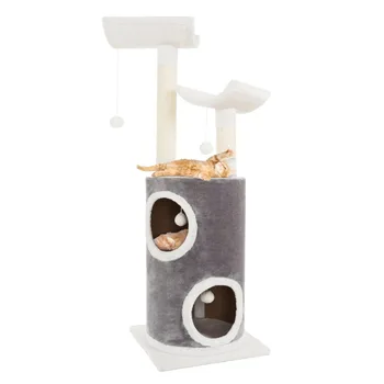 Когтеточка для кошек 75 дюймов, башня из дерева и кондоминиума, серый
