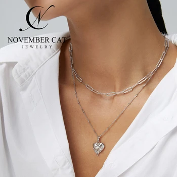 Ожерелье в виде сердца для женщин из стерлингового серебра 925 пробы, романтический элегантный модный подарок на годовщину дня рождения базового фонда