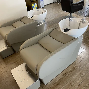 Японские легкие роскошные стулья для шампуня, Современная мебель для салона Красоты, парикмахерская Кровать, Керамический таз, наполовину лежащая кровать для шампуня