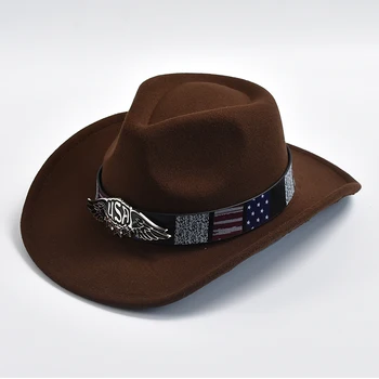 Мужская фетровая шляпа с изогнутыми полями, ковбойская шляпа в стиле вестерн с поясом, джазовая кепка для джентльмена и леди-пастушки, сомбреро Hombre