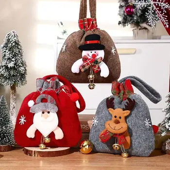 1/3 шт. Рождественский подарок, сумка для куклы-снеговика, 3D Рождественские сумки для сладких конфет из Санта-Лося со шнурком и ручкой, хлопковые милые мешочки