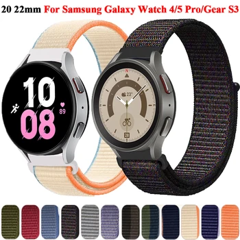 Ремешок Для Samsung Galaxy Watch 4 5 Pro 40 мм 44 мм 45 мм/Gear S3 Классическая Нейлоновая Петля Correa Браслет 20 22 мм Сменный Ремешок