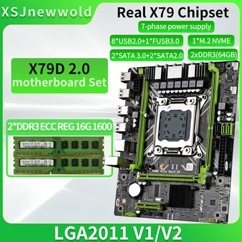 Комплект материнской платы JINGSHA X79D2.0 С поддержкой памяти DDR3 2*16G = 32GB Двухканальный LGA2011 NVME M.2 SATA 3.0 Xeon Kit