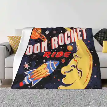 Rocket Moon Ride (винтаж), Новое фланелевое мягкое одеяло с принтом на заказ, космический корабль, карнавал, ракета, Лунный полет, космическая ракета