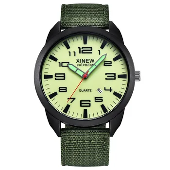 Relogio Masculino 2023 Мужские Часы XINEW Модный Зеленый Тканевый ремешок С Автоматической Датой Кварцевые Наручные Часы Мужские Спортивные Часы Низкая цена