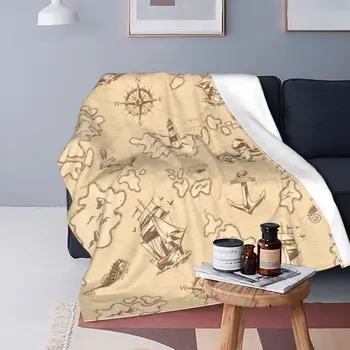 Старинное одеяло в морском стиле, фланелевый текстильный декор, портативное Супер теплое покрывало для дивана, покрывала для кроватей
