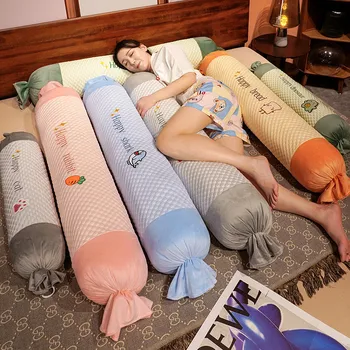 Длинная подушка в форме конфет, плюшевые игрушки для девочек, подушка-валик для кровати, диван-кровать, Мягкая подушка для шеи, ног, спины, тела, Спальные подушки